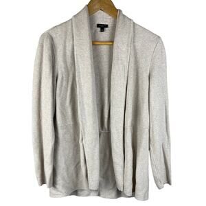Talbots Petites‎ Oatmeal Draped Tuxedo Vented Knit Cardigan Size Large